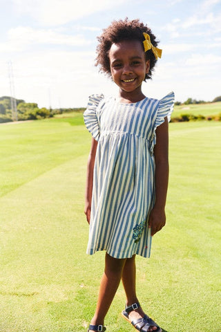 Pink Chicken Sarita Dress - Blue Stripe | Baby Riddle