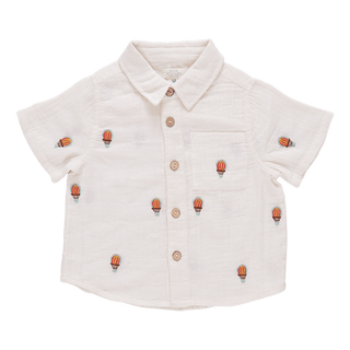 Pink Chicken Short Sleeve Jack Shirt - Hot Air Balloons | Baby Riddle