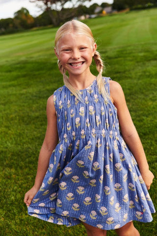 Pink Chicken Sleeveless Waverly Dress - Periwinkle Small Bud | Baby Riddle