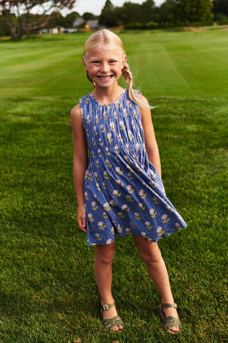Pink Chicken Sleeveless Waverly Dress - Periwinkle Small Bud | Baby Riddle