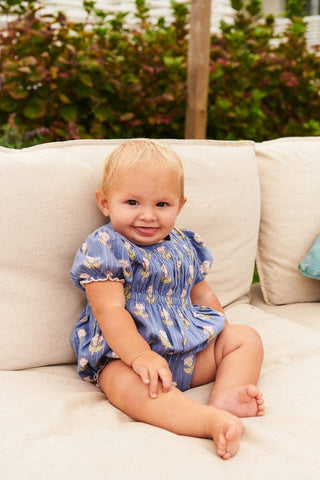 Pink Chicken Waverly Bubble Romper - Periwinkle Small Bud | Baby Riddle
