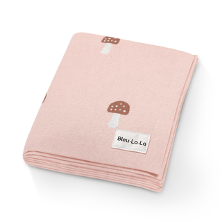 100% Cotton Knit Swaddle Baby Blanket Baby Blanket Bleu La La Color: Mushroom - Pink
