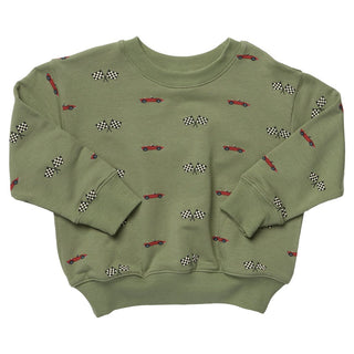 Cotton Long Sleeve Play Sweatshirt - Racecars