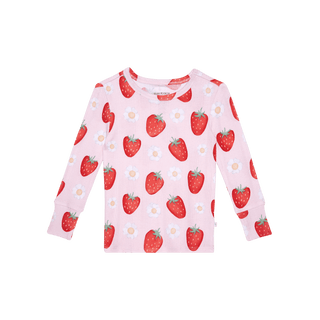 Bamboo Pointelle Long Sleeve Pajama Set - Penny (Strawberries ) Posh Peanut Size: 3T-4T