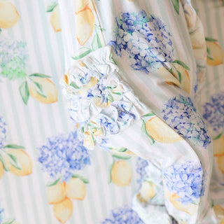 Bamboo Ruffle Footie with 2-Way Zipper - Nicola (Lemon Floral)Posh PeanutSize: Newborn