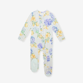Bamboo Ruffle Footie with 2-Way Zipper - Nicola (Lemon Floral)Posh PeanutSize: Newborn