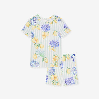Bamboo Short Sleeve Pajama Set with Shorts - Nicola (Lemon Floral)Posh PeanutSize: 3T-4T