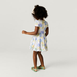 Bamboo Short Sleeve Ruffled Twirl Dress - Nicola (Lemon Floral) Baby & Toddler Dresses Posh Peanut Size: 2T