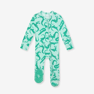 Bamboo Footie with 2-Way Zipper - Smiles (Crocodiles)