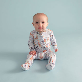 Bamboo Footie with 2-Way Zipper - Zoo Babies (Animals)