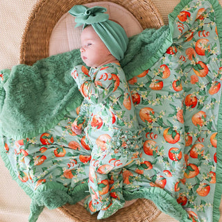Bamboo Ruffle Footie with 2-Way Zipper - Arancia (Citrus) Baby & Toddler Sleepwear Posh Peanut Size: Newborn