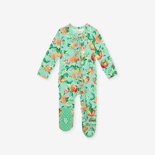 Bamboo Ruffle Footie with 2-Way Zipper - Arancia (Citrus) Baby & Toddler Sleepwear Posh Peanut Size: Newborn