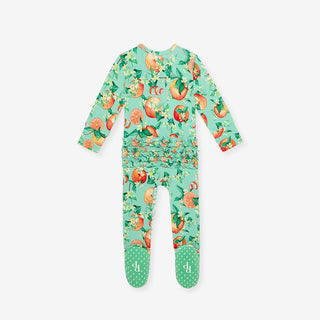 Bamboo Ruffle Footie with 2-Way Zipper - Arancia (Citrus) Baby & Toddler Sleepwear Posh Peanut Size: Newborn