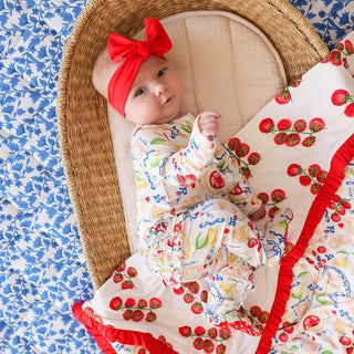 Bamboo Ruffle Footie with 2-Way Zipper - Mangia (Pasta)Posh PeanutSize: Newborn