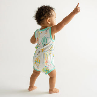 Posh Peanut Bamboo Varsity Bubble Romper - Balloon Wonder | Baby Riddle