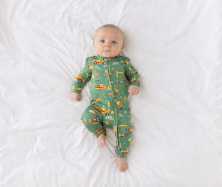 Bamboo Convertible Footie Romper - Crawford (Construction Vehicles) Baby & Toddler Sleepwear