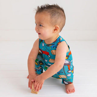 Boy's Bamboo Basic Racerback Romper - Roberts (Trucks) Baby One-Pieces