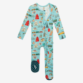 Boy's Bamboo Footie with Zipper - Around the World Baby & Toddler Sleepwear