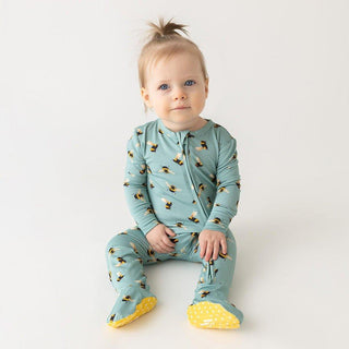 Boy's Bamboo Footie with Zipper - Spring Bee Baby & Toddler Sleepwear