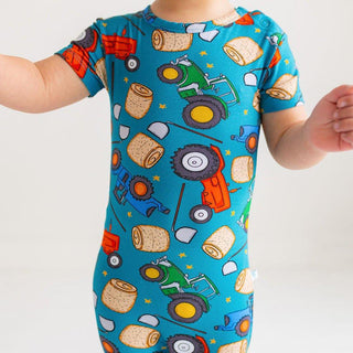 Boy's Bamboo Short Sleeve Basic Romper - Roberts (Trucks) Baby One-Pieces