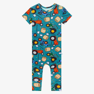 Boy's Bamboo Short Sleeve Basic Romper - Roberts (Trucks) Baby One-Pieces