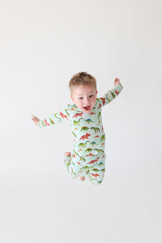 Bamboo Long Sleeve Pajama Set - Buddy (Dinosaurs) Posh Peanut Size: 12-18 Months