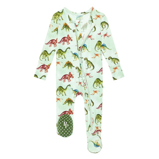 Posh Peanut Bamboo Footie with Zipper - Buddy (Dinosaurs) | Baby Riddle