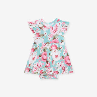Bamboo Ruffled Twirl Bodysuit Dress - Briana (Floral)