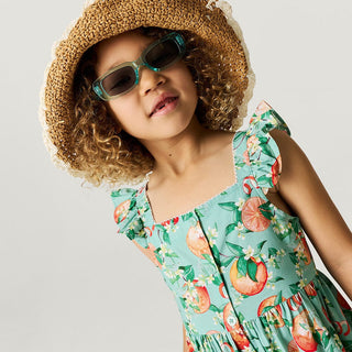 Bamboo Challis Button-Down Dress - Arancia (Citrus)Posh PeanutSize: 3T-4T