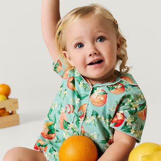 Bamboo Challis Short Set - Arancia (Citrus) Baby & Toddler Sleepwear Posh Peanut Size: 3-6 Months