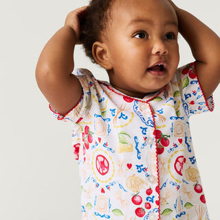 Bamboo Challis Short Set - Mangia (Pasta) Baby & Toddler Sleepwear Posh Peanut Size: 3-6 Months
