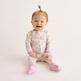 Bamboo Convertible Footie Romper - Clementine (Bunnies) Baby & Toddler Sleepwear Posh Peanut Size: 3-6 Months