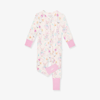 Bamboo Convertible Footie Romper - Clementine (Bunnies) Baby & Toddler Sleepwear Posh Peanut Size: 3-6 Months
