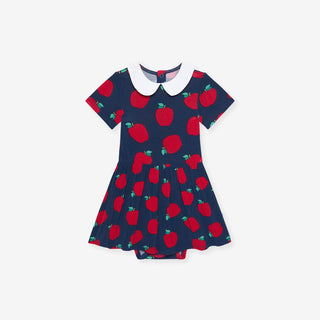 Bamboo Collared Twirl Bodysuit Dress - Lilian (Apple)Posh PeanutSize: 12-18 Months