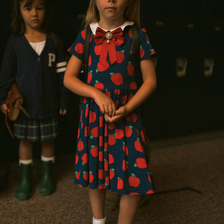 Bamboo Collared Twirl Dress - Lilian (Apple)Posh PeanutSize: 2T