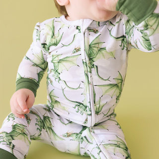 Bamboo Convertible Footie Romper - Devlin (Dragons) Posh Peanut Size: 9-12 Months