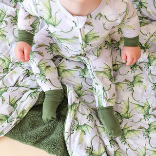 Bamboo Convertible Footie Romper - Devlin (Dragons) Posh Peanut Size: 9-12 Months