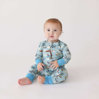 Posh Peanut Bamboo Convertible Footie Romper - Posh Planes | Baby Riddle