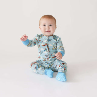 Posh Peanut Bamboo Convertible Footie Romper - Posh Planes | Baby Riddle