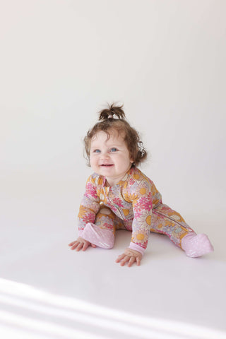 Posh Peanut Bamboo Convertible Footie Romper - Rosalinda (Floral) | Baby Riddle
