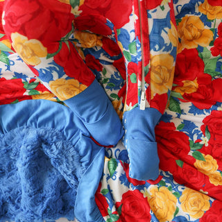 Bamboo Convertible Footie Romper - Valentina (Floral) Posh Peanut Size: 3-6 Months