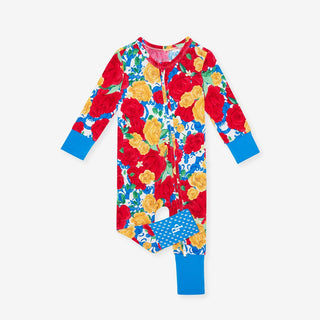 Bamboo Convertible Footie Romper - Valentina (Floral) Posh Peanut Size: 3-6 Months