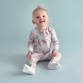 Bamboo Convertible Footie Romper - Zoo Babies (Animals)
