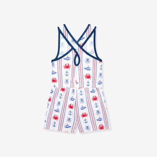 Bamboo Criss-Cross Back Romper - Connor (Nautical)