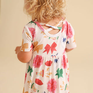 Bamboo Criss-Cross Twirl Bodysuit Dress - Sabrina (Cheer)Posh PeanutSize: 0-3 Months