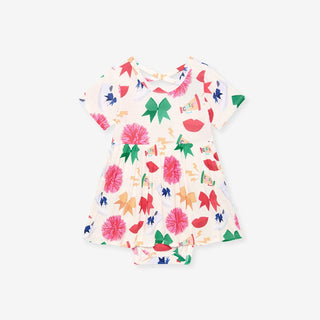 Bamboo Criss-Cross Twirl Bodysuit Dress - Sabrina (Cheer)Posh PeanutSize: 0-3 Months
