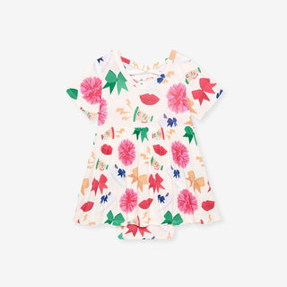 Bamboo Criss-Cross Twirl Bodysuit Dress - Sabrina (Cheer)Posh PeanutSize: 0-3 Months