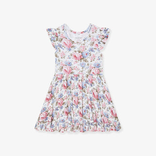 Bamboo Pointelle Cap Sleeve Ruffled Twirl Dress - Etta (Floral) Baby & Toddler Dresses Posh Peanut Size: 2T