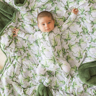 Bamboo Footie with 2-Way Zipper - Devlin (Dragons) Posh Peanut Size: Newborn