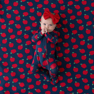 Bamboo Footie with 2-Way Zipper - Lilian (Apple)Posh PeanutSize: Newborn